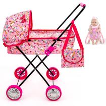 Carrinho de Boneca Veneza Menina 79cm de alt com Canguru