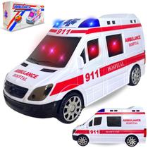 Carrinho De Brinquedo Ambulância Com Sirene Som Luz Resgate