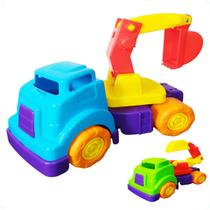 Carrinho de Brinquedo Bebê 1 Ano Menino Criança Infantil Caminhão Escavadeira Mercotruck - MercoToys