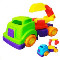 Carrinho de Brinquedo Bebê 1 Ano Menino Criança Infantil Caminhão Escavadeira Mercotruck