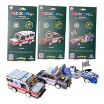 Carrinho de Brinquedo Blocos de Montar Com Propulsão Ambulância Carro de Polícia Corrida Fórmula 1