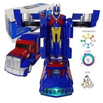 Carrinho de Brinquedo Caminhão Robô Transformers 2 em 1 Com Luz e Som a Pilha