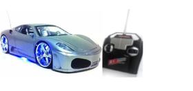 Carrinho de Brinquedo com Controle Remoto Ferrari com Led nas Rodas e Neon - Prata - Perfect