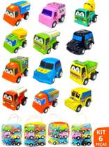 Carrinho De Brinquedo Fricção Kit Com 6 Carros + Bolsinha Carrinho De Brinquedo Fricção Kit Com 6 Carros + Bolsinha