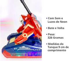 Carrinho De Brinquedo Transformes Tank De Guerra Colorido Com Luz E Som Bate Volta.