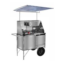 Carrinho de Cachorro Quente Inox com Toldo Rodas Pneumáticas Cefaz