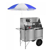 Carrinho de Cachorro Quente Lanche Salgado Inox com Guarda Sol Cefaz Carrinho de Cachorro Quente Lanche Salgado Inox com Guarda Sol Cefaz