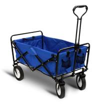 Carrinho de camping pratico dobravel ate 80kg wagon azul - ntk