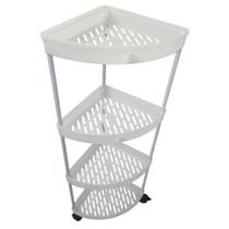 Carrinho de Canto 4 Andares Prateleira Rack Estante Gancho Rodinhas Casa Banheiro Cozinha Salao Multiuso Resistente Organizaçao