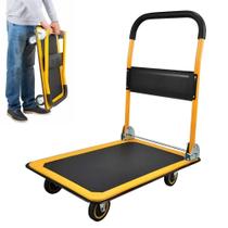 Carrinho De Carga 150kg Plataforma Reforçada Aço 4 Rodas