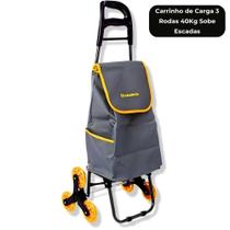 Carrinho de Carga 3 Rodas Cada Lado 40Kg Sobe Escadas Dobrável com Bolsa Removível Compras Mercado Carrinho de Carga 3 Rodas Cada Lado 40Kg Sobe Escadas Dobrável com Bolsa Removível Compras Mercado