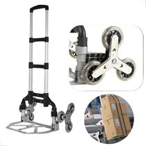 Carrinho De Carga 6 Rodas Sobe Escada Com Sacola Feira 70 Kg Aluminio