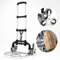 Carrinho De Carga 6 Rodas Sobe Escada Para Feira Compras 70 Kg Aluminio Dobrável Multiuso