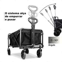 Carrinho De Carga Camping 100kg Praia Pesca Dobrável Premium Resistente