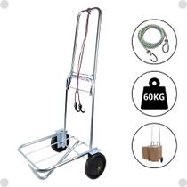 Carrinho de Carga Cooler Caixa Dobrável Plataforma Até 60kg Cromado Carrinho Maleiro Praia Cooler