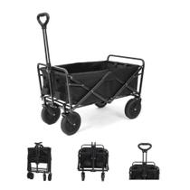 Carrinho De Carga Dobrável Multiuso Preto 150Kg Rodas Reforçadas Camping Praia Compras Jardinagem Transporte Carrinho De Carga Dobrável Multiuso Preto 150Kg Rodas Reforçadas Camping Praia Compras Jardinagem Transporte