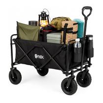 Carrinho de Carga Passeio Nautika Dobrável Aço 80kg Preto Dia dos Pais Aniversário Viagem Petshop Compra Mercado Feira Eventos