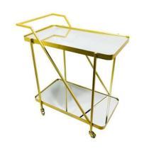 Carrinho de Chá Decorativo Metal Dourado Moderno Espelhado