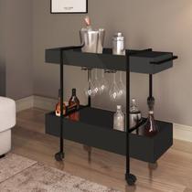 Carrinho de Chá e Bar com Porta Taças 93,5cm Steel Quadra