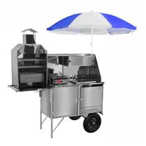Carrinho de Churrasco Cachorro Quente e Lanche com Toldo Rodas Pneumáticas Cefaz Carrinho de Churrasco Cachorro Quente e Lanche com Toldo Rodas Pneumáticas Cefaz
