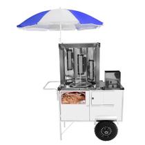 Carrinho de Churrasco Grego Cefaz Branco Rodas Pneumáticas e Guarda Sol BL20P/GS