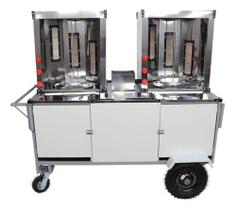 Carrinho de Churrasco Grego Duplo Toldo e Rodas Pneumáticas Cefaz