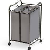 Carrinho de classificação de roupa suja Simple Houseware, 2 bolsas, cinza escuro Carrinho de classificação de roupa suja Simple Houseware, 2 bolsas, cinza escuro