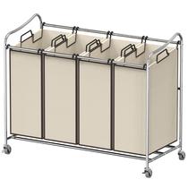 Carrinho de classificação de roupas Simple Houseware Heavy Duty, 4 sacos, cromado