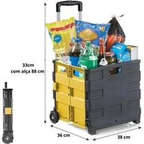 Carrinho De Compras Cesto Maleta Dobrável Multiuso 40 Litros