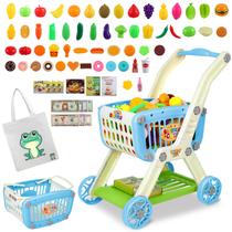 Carrinho de compras de brinquedos Ming You 2 em 1 com Play Food 72 unidades azul Carrinho de compras de brinquedos Ming You 2 em 1 com Play Food 72 unidades azul