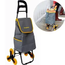 Carrinho de compras dobrável Mercado Carga 3 Rodas 40Kg Sobe Escadas