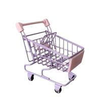 Carrinho de compras em miniatura Dollhouse Furniture roxo em escala 1/12