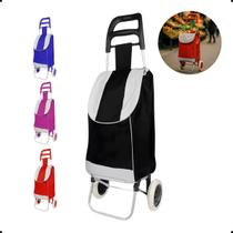 Carrinho de Compras Feira Dobrável Suporta 30kg 2 Rodas Sobe Escada Reforçado Multiuso com Sacola