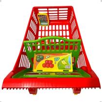 Carrinho de compras infantil com cesto e suporte para alimentos