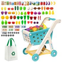 Carrinho de Compras Infantil Jovow com Comida de Brinquedo - 3+ Anos