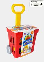 Carrinho de Compras Pakitoys Regulavel com Acessorios de Supermercado Brinquedo Infantil Recreativo