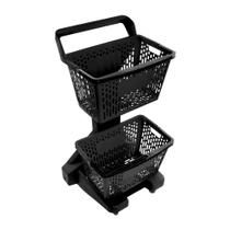 Carrinho de Compras Preto Com Cestos D-500 12kg Removíveis Preto - Dellaplast