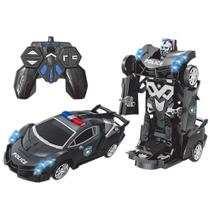Carrinho de Controle Remoto 2 em 1 Polícia Transformers Robô com Som e Luzes Carrinho de Controle Remoto 2 em 1 Polícia Transformers Robô com Som e Luzes