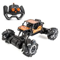 Carrinho de Controle Remoto Brinquedo Infantil Recarregável Pick-up 4x4 8 Funções Horizontal Giro 360º Amarelo