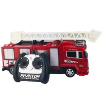 Carrinho de Controle Remoto caminhão bombeiro c/ escada, sirene e luzes