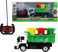 Carrinho de Controle Remoto Caminhão Coletor de Lixo Recicláveis