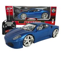 Carrinho De Controle remoto Carro Ferrari F430 Azul Led - XD TOY
