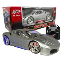 Carrinho De Controle Remoto Carro Ferrari F430 Cinza Led