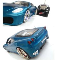Carrinho De Controle Remoto Carro Ferrari F430 Com Led Azul