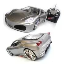 Carrinho De Controle Remoto Carro Ferrari F430 Com Led Prata