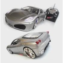 Carrinho De Controle Remoto Carro Ferrari F430 Com Led Prata