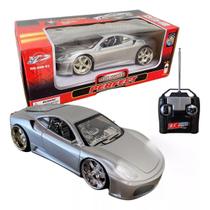 Carrinho De Controle Remoto Carro Ferrari F430 Com Led Prata