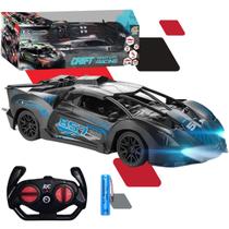 Carrinho De Controle Remoto Drift Bugatti Brinquedo Corrida Veloz Com Luz Recarregavel Preto Kizumba