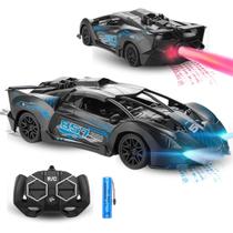 Carrinho De Controle Remoto Drift Bugatti Brinquedo Corrida Veloz Com Luz Recarregavel Solta Fumaça Preto Kizumba