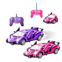 Carrinho De Controle Remoto Feminino Com Luzes Roxo E Rosa Abre As Portas Dm Toys